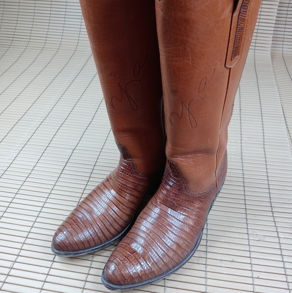 Black Jack Woman's brown Iguana lizard boots sz 4. 232pm - Picture 1 of 10